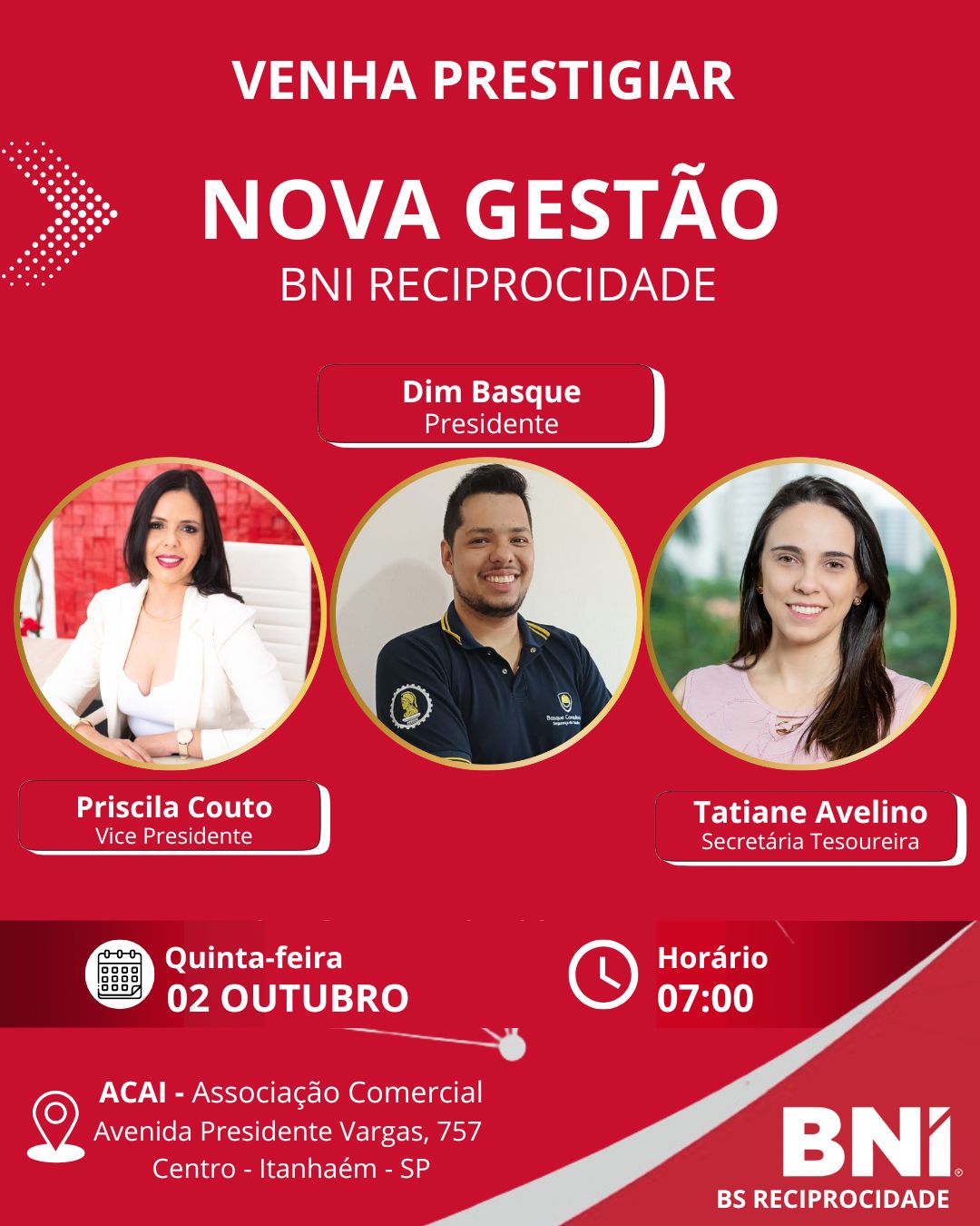 Nova gestão BNI Reciprocidade