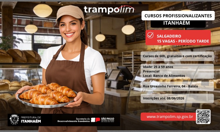 Trampolim oferece vagas em curso profissionalizante em Itanhaém