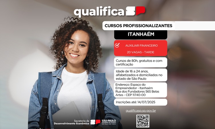 Qualifica SP oferece vagas em curso profissionalizante em Itanhaém